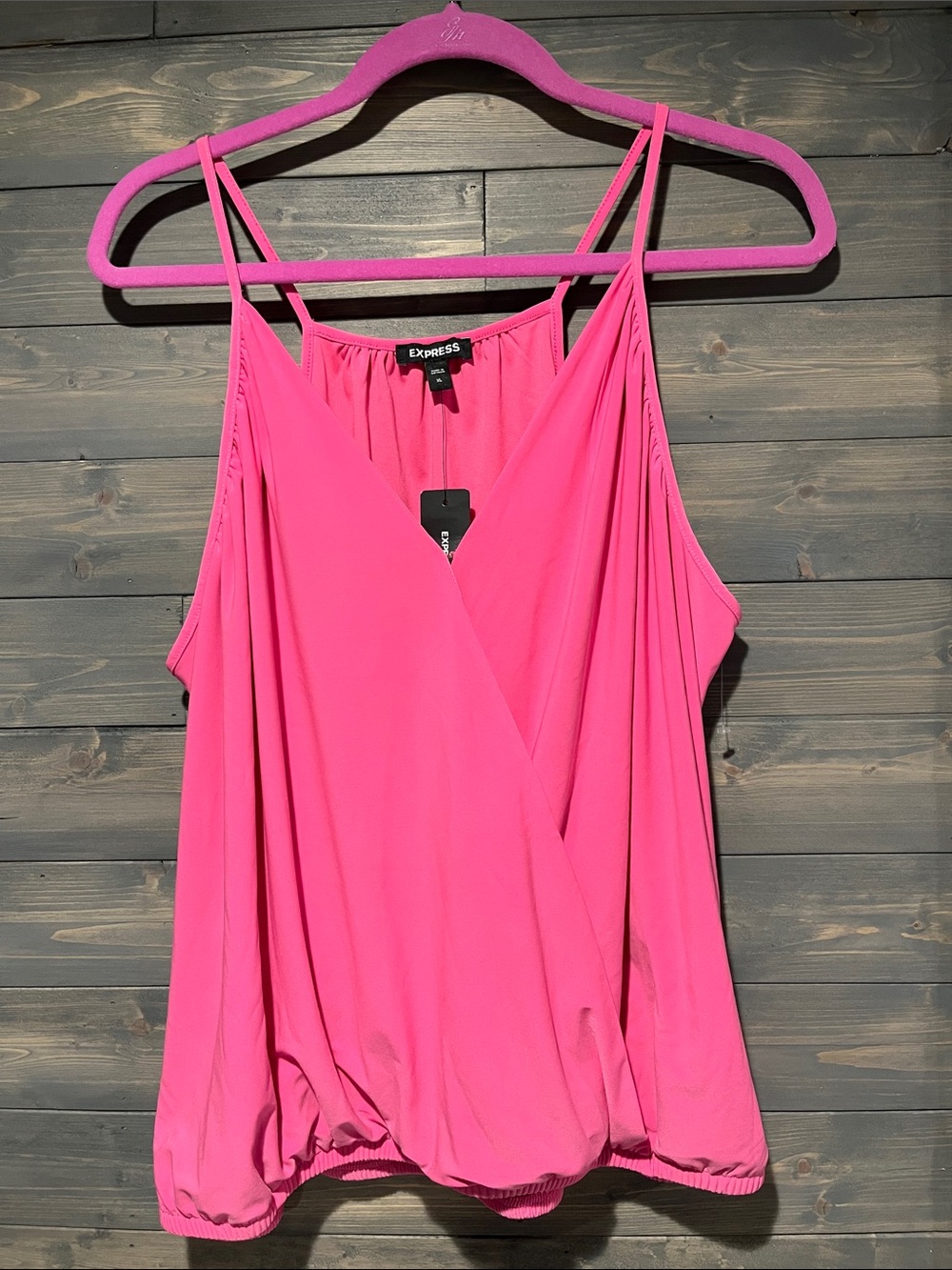 NWT Express bubblegum Pink Wrap-Front Camisole Top XL